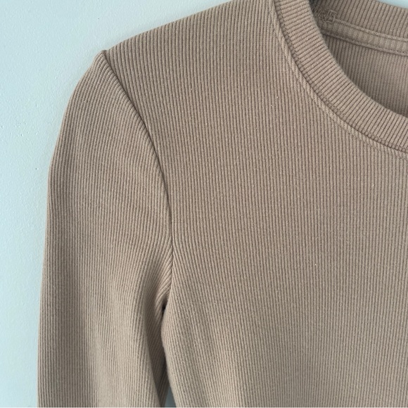 NUUDS Long Sleeve Ribbed Crewneck Bodysuit - Sand size Small - Picture 4 of 6